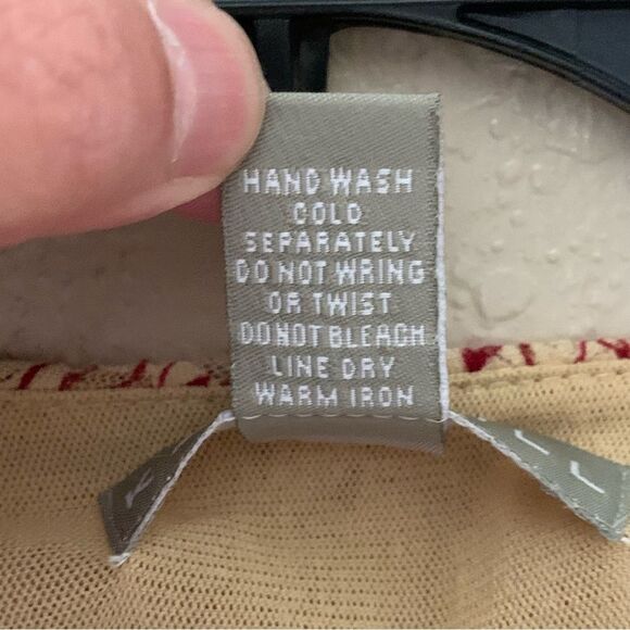 Kate Hill Red and Tan Short Sleeve Pullover Lace Overlay Shirt  Blouse- Size XL - Picture 6 of 7